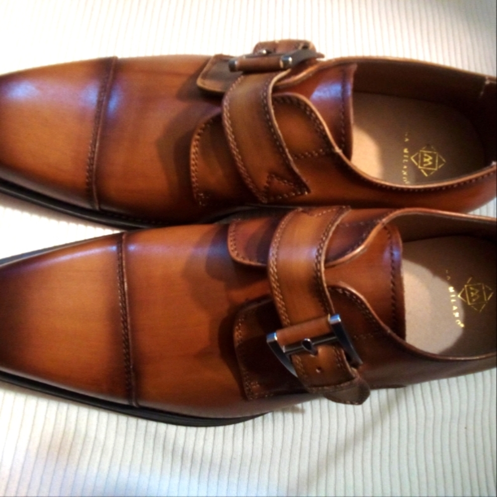 La Milano "Wilhem" Single Monk Shoes Cognac/Tan